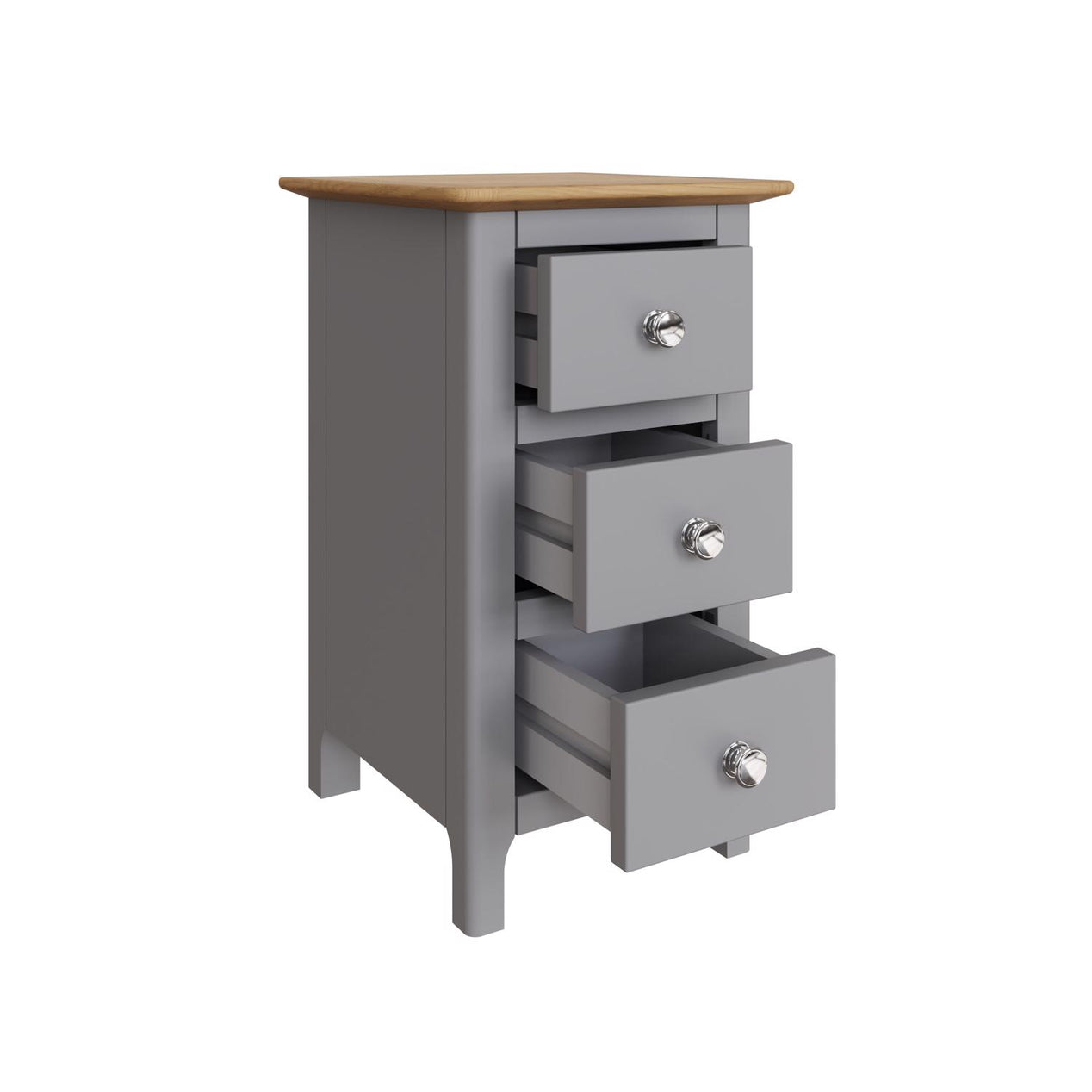 Taberno Oak 3 Drawer Bedside Table Nightstand Cabinet Dove Grey