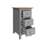 Taberno Oak 3 Drawer Bedside Table Nightstand Cabinet Dove Grey