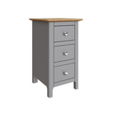 Taberno Oak 3 Drawer Bedside Table Nightstand Cabinet Dove Grey