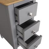 Taberno Oak 3 Drawer Bedside Table Nightstand Cabinet Dove Grey