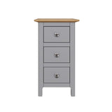 Taberno Oak 3 Drawer Bedside Table Nightstand Cabinet Dove Grey