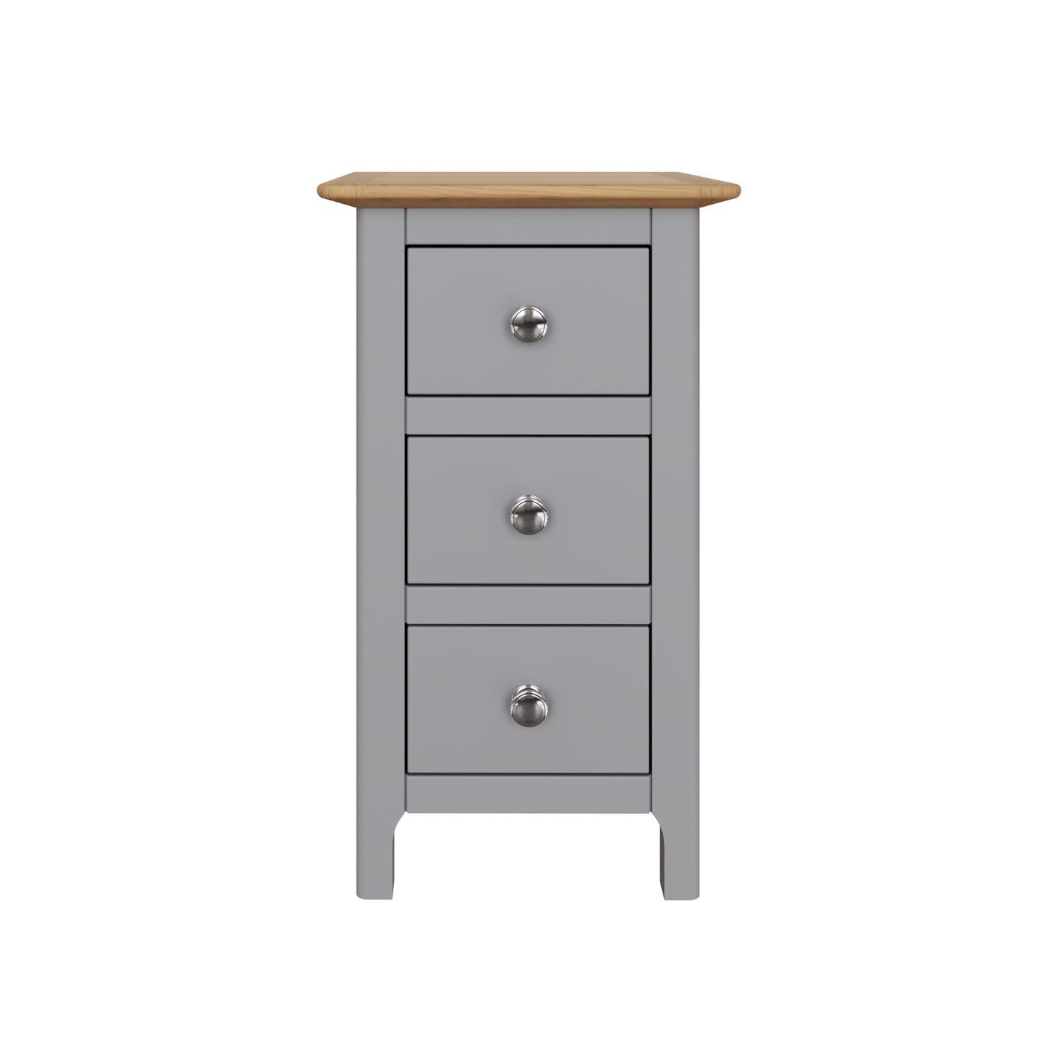 Taberno Oak 3 Drawer Bedside Table Nightstand Cabinet Dove Grey