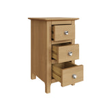 Taberno Oak 3 Drawer Bedside Table Nightstand Cabinet Natural Oak