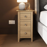 Taberno Oak 3 Drawer Bedside Table Nightstand Cabinet Natural Oak