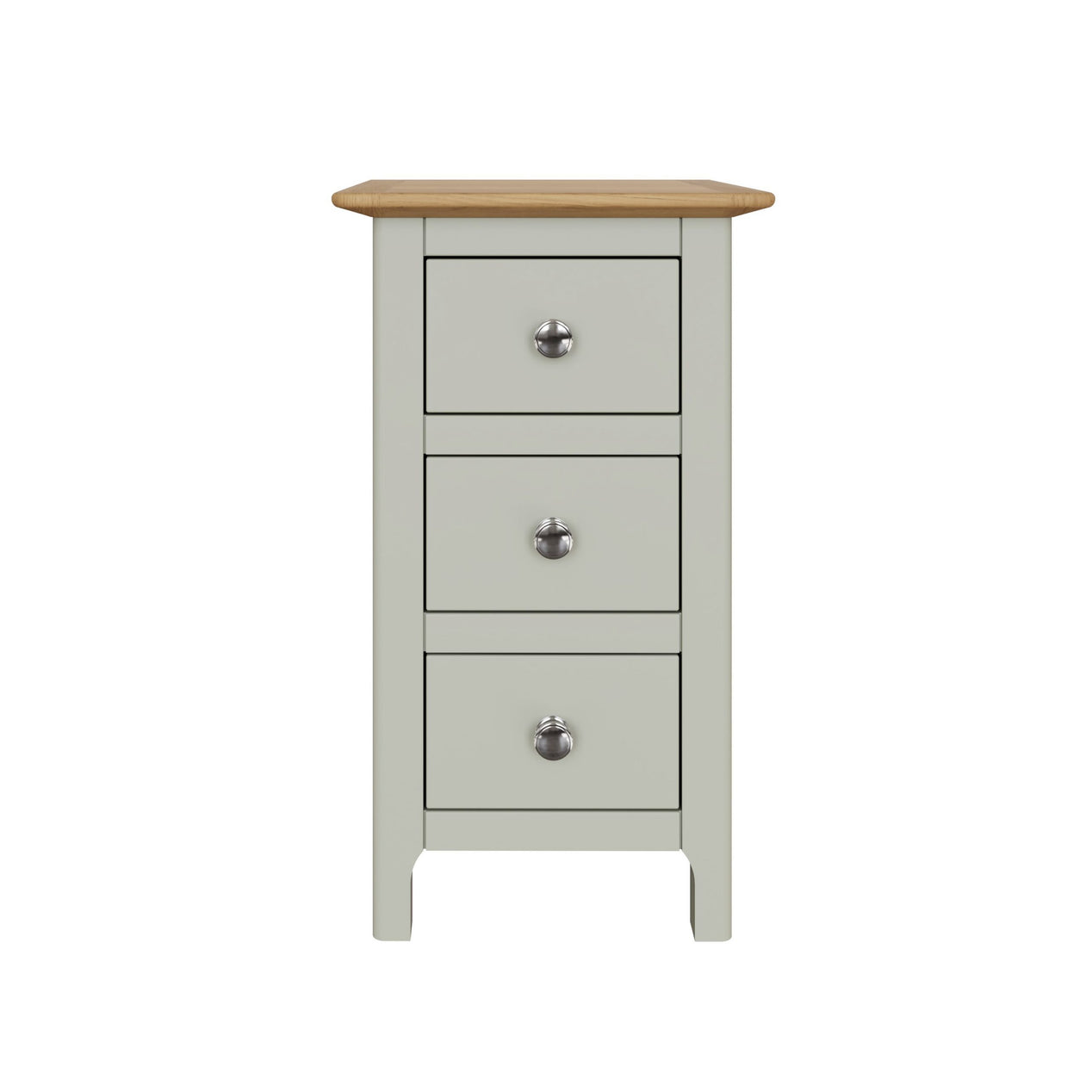 Taberno Oak 3 Drawer Bedside Table Nightstand Cabinet Sage Green