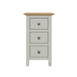 Taberno Oak 3 Drawer Bedside Table Nightstand Cabinet Sage Green