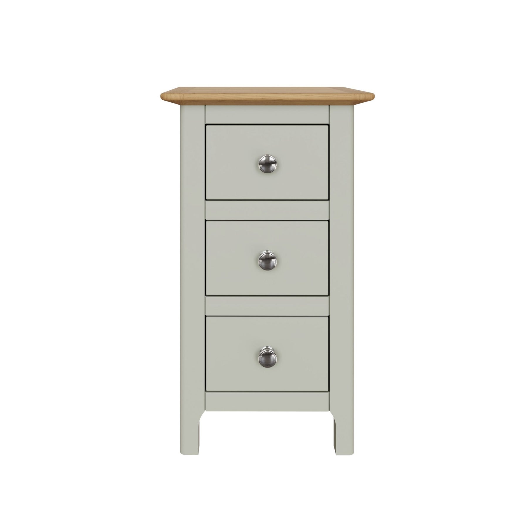 Taberno Oak 3 Drawer Bedside Table Nightstand Cabinet Sage Green