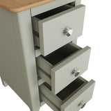 Taberno Oak 3 Drawer Bedside Table Nightstand Cabinet Sage Green