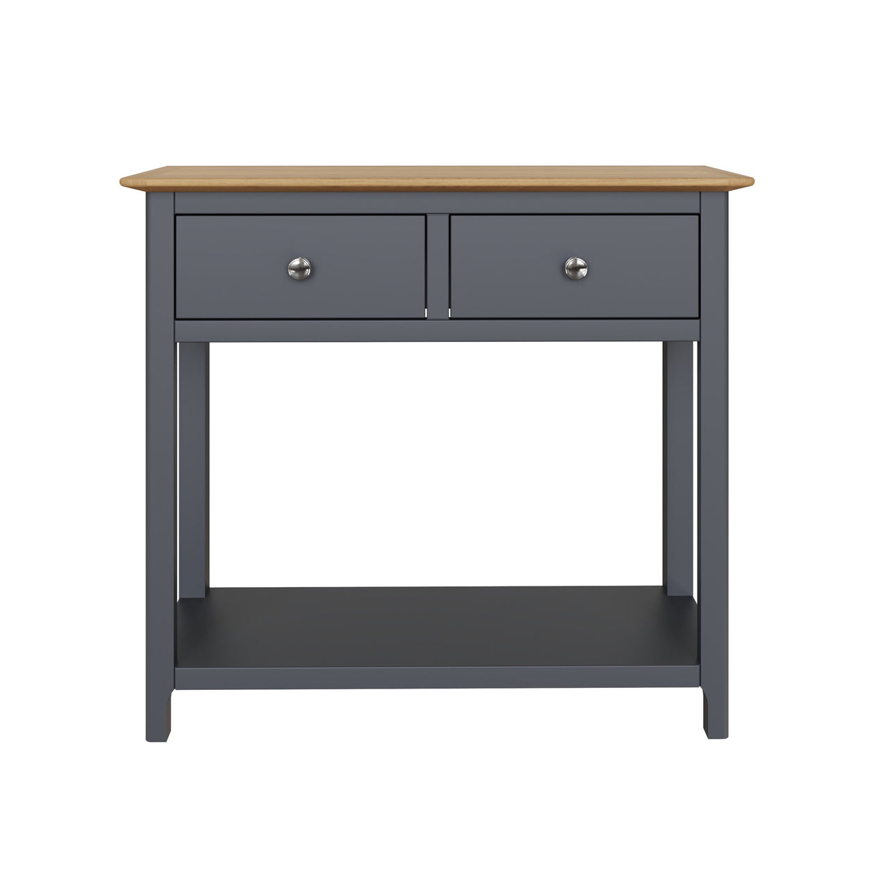 Taberno Oak 2 Drawer Console Hallway Table Graphite Blue