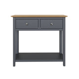Taberno Oak 2 Drawer Console Hallway Table Graphite Blue