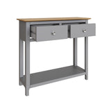 Taberno Oak 2 Drawer Console Hallway Table Dove Grey