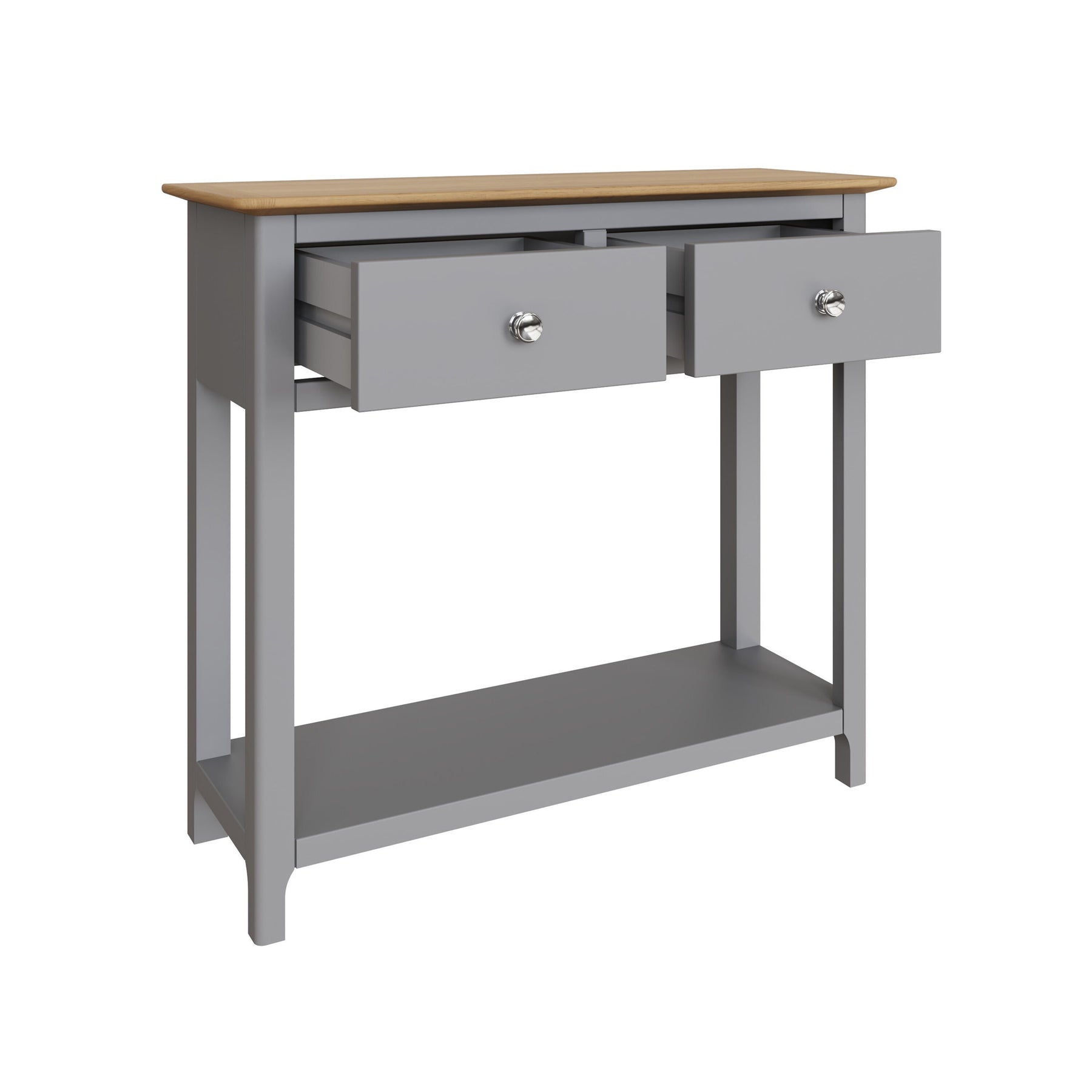 Taberno Oak 2 Drawer Console Hallway Table Dove Grey