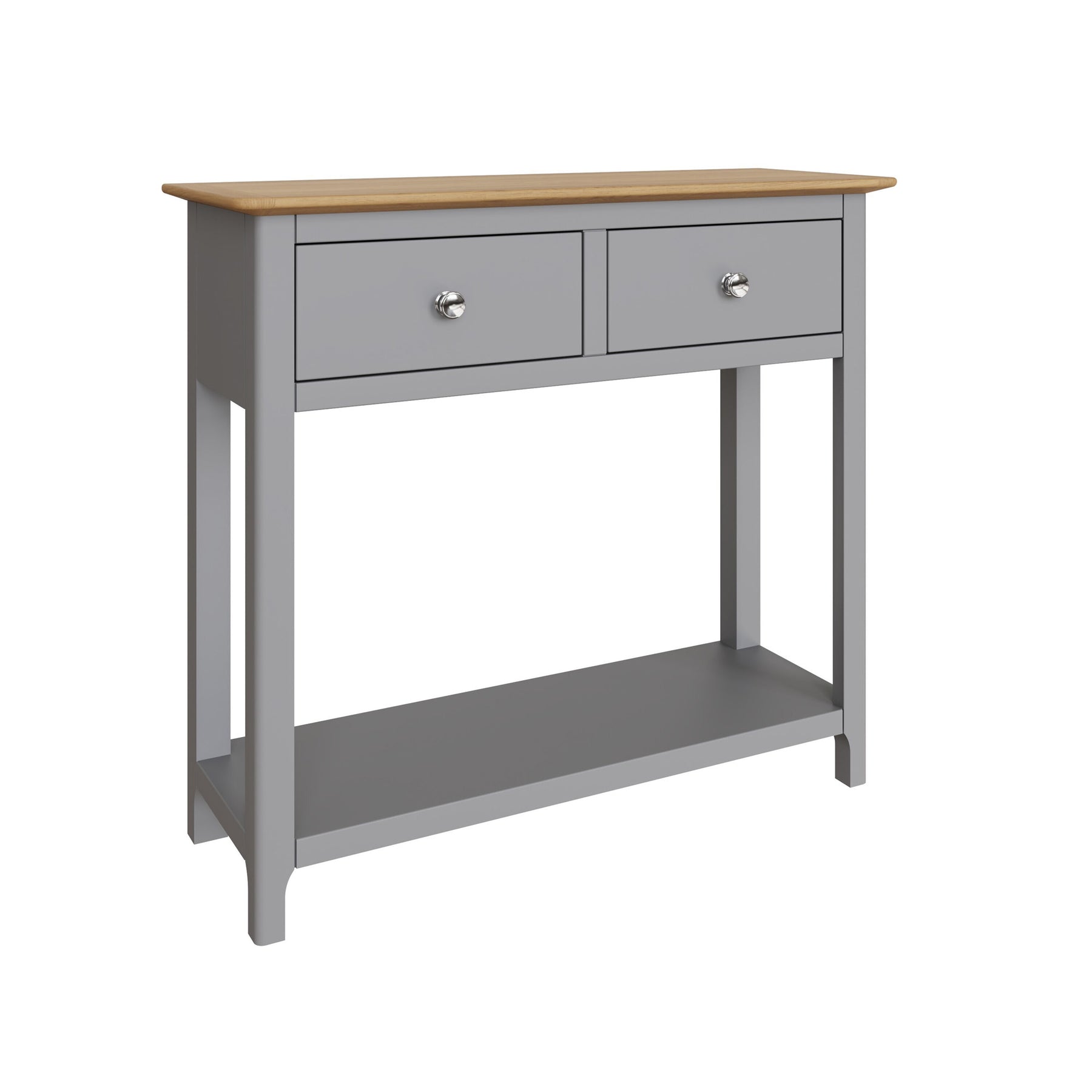 Taberno Oak 2 Drawer Console Hallway Table Dove Grey