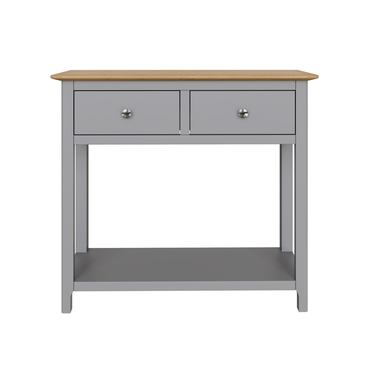 Taberno Oak 2 Drawer Console Hallway Table Dove Grey