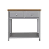 Taberno Oak 2 Drawer Console Hallway Table Dove Grey
