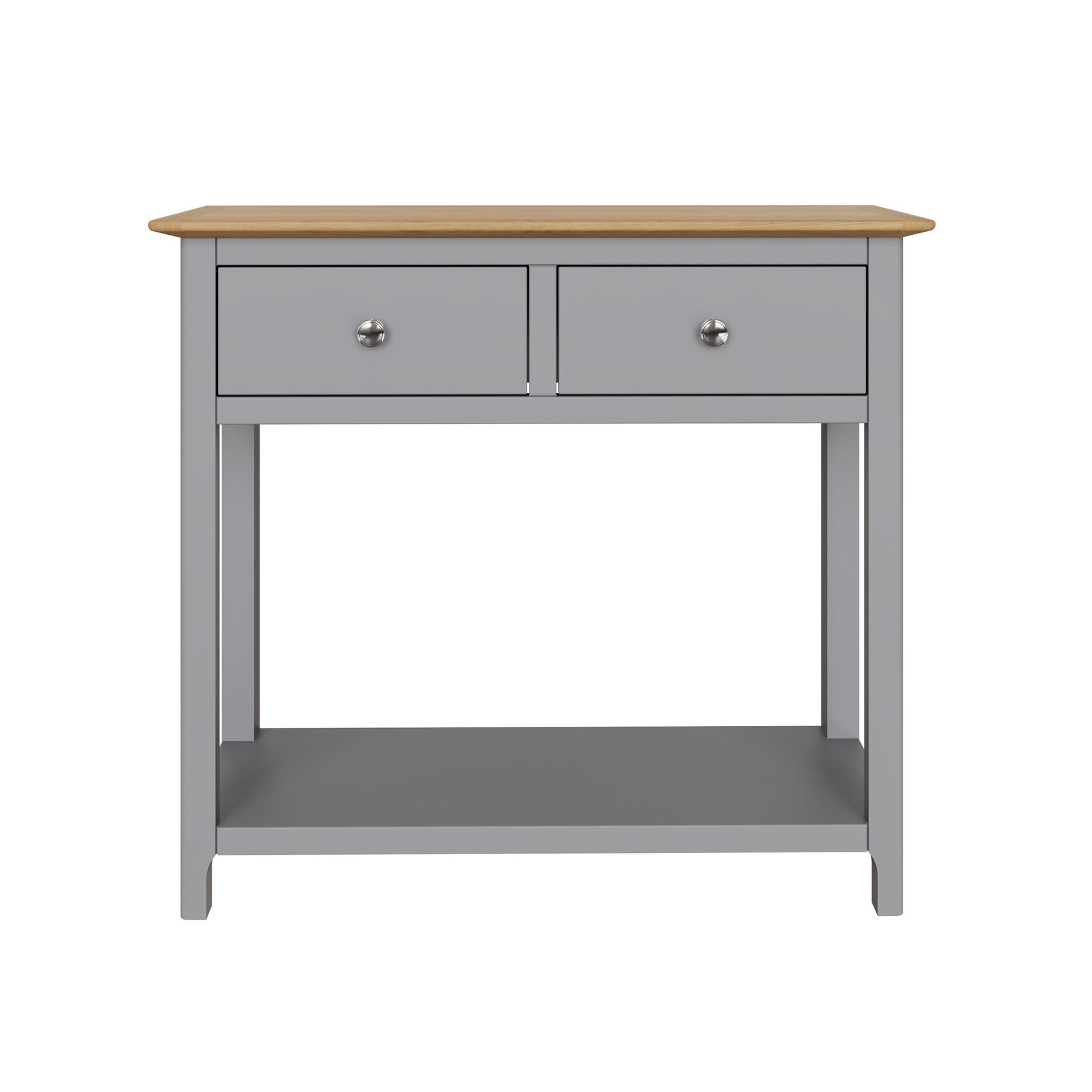 Taberno Oak 2 Drawer Console Hallway Table Dove Grey