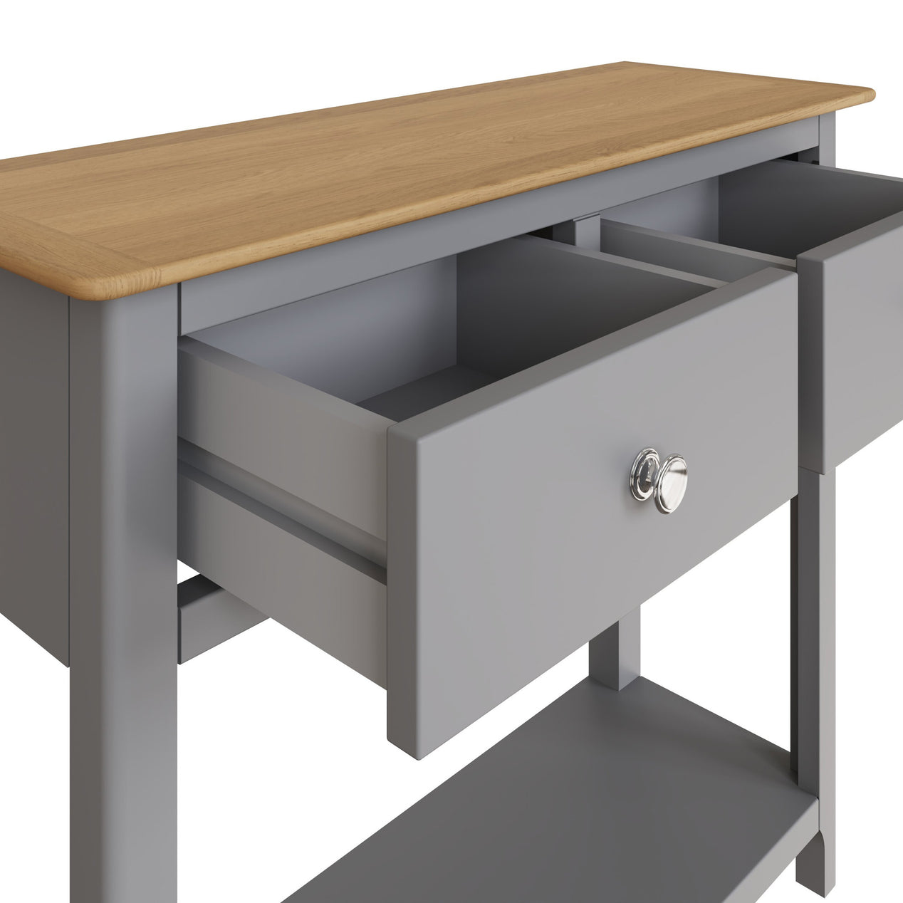 Taberno Oak 2 Drawer Console Hallway Table Dove Grey