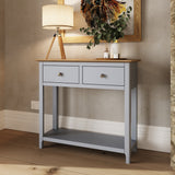 Taberno Oak 2 Drawer Console Hallway Table Dove Grey