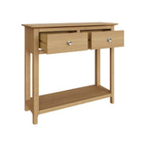 Taberno Oak 2 Drawer Console Hallway Table Natural Oak