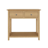 Taberno Oak 2 Drawer Console Hallway Table Natural Oak