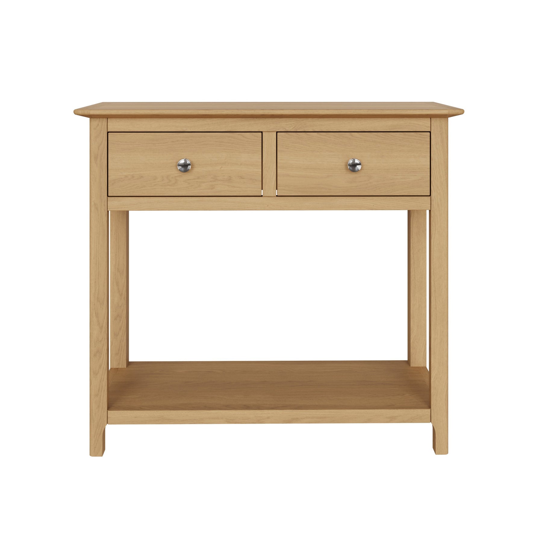 Taberno Oak 2 Drawer Console Hallway Table Natural Oak