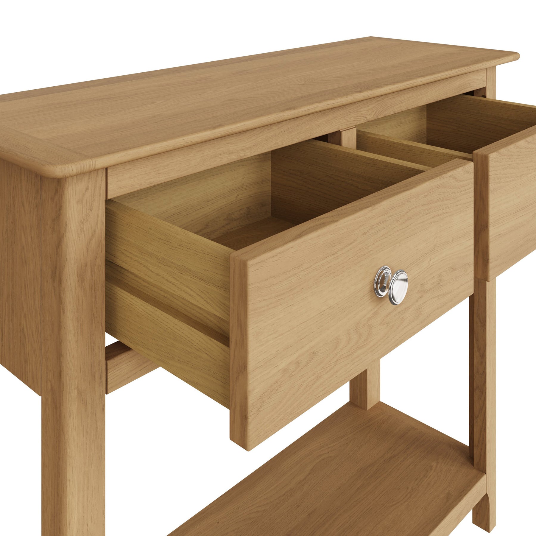 Taberno Oak 2 Drawer Console Hallway Table Natural Oak