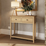 Taberno Oak 2 Drawer Console Hallway Table Natural Oak