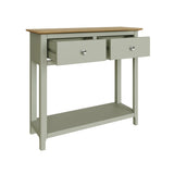 Taberno Oak 2 Drawer Console Hallway Table Sage Green