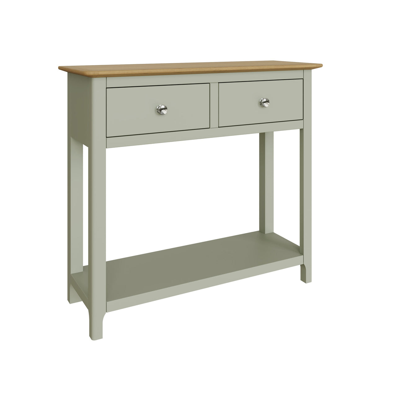 Taberno Oak 2 Drawer Console Hallway Table Sage Green