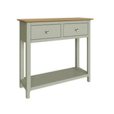 Taberno Oak 2 Drawer Console Hallway Table Sage Green