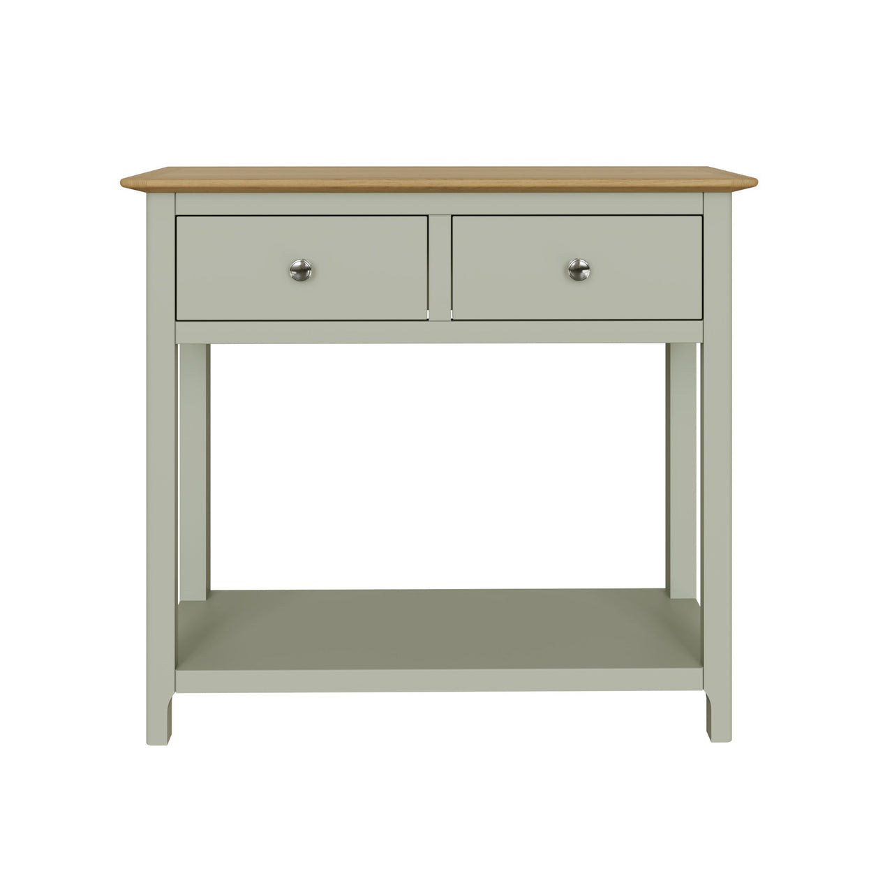 Taberno Oak 2 Drawer Console Hallway Table Sage Green