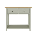 Taberno Oak 2 Drawer Console Hallway Table Sage Green