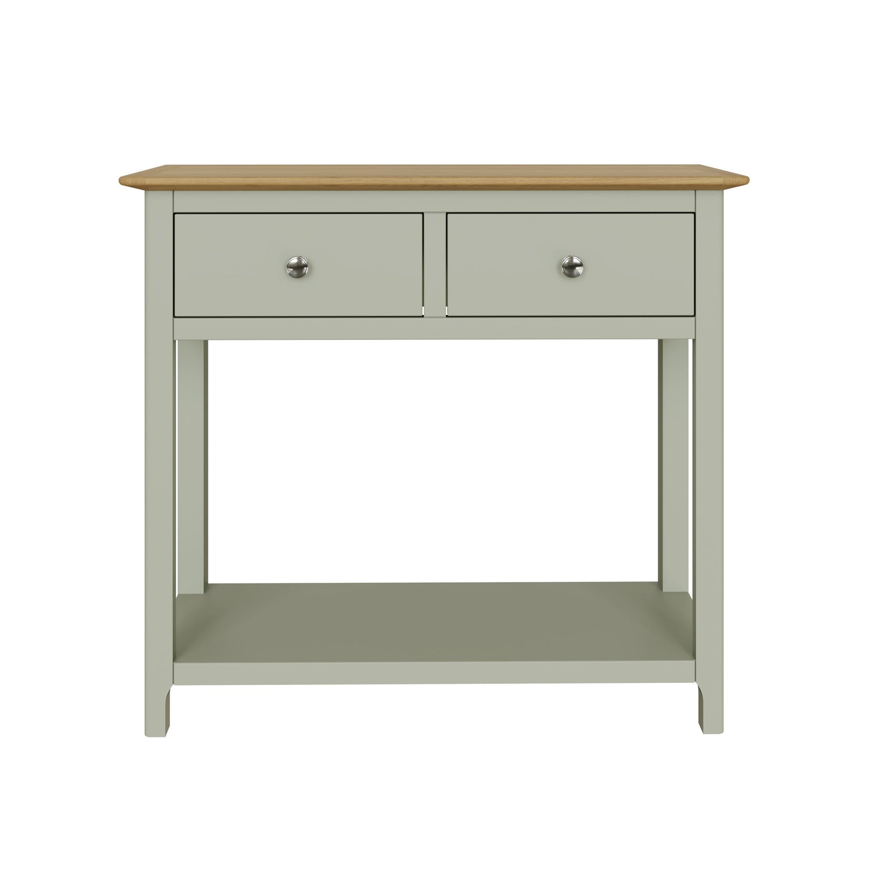 Taberno Oak 2 Drawer Console Hallway Table Sage Green