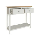 Taberno Oak 2 Drawer Console Hallway Table Linen White