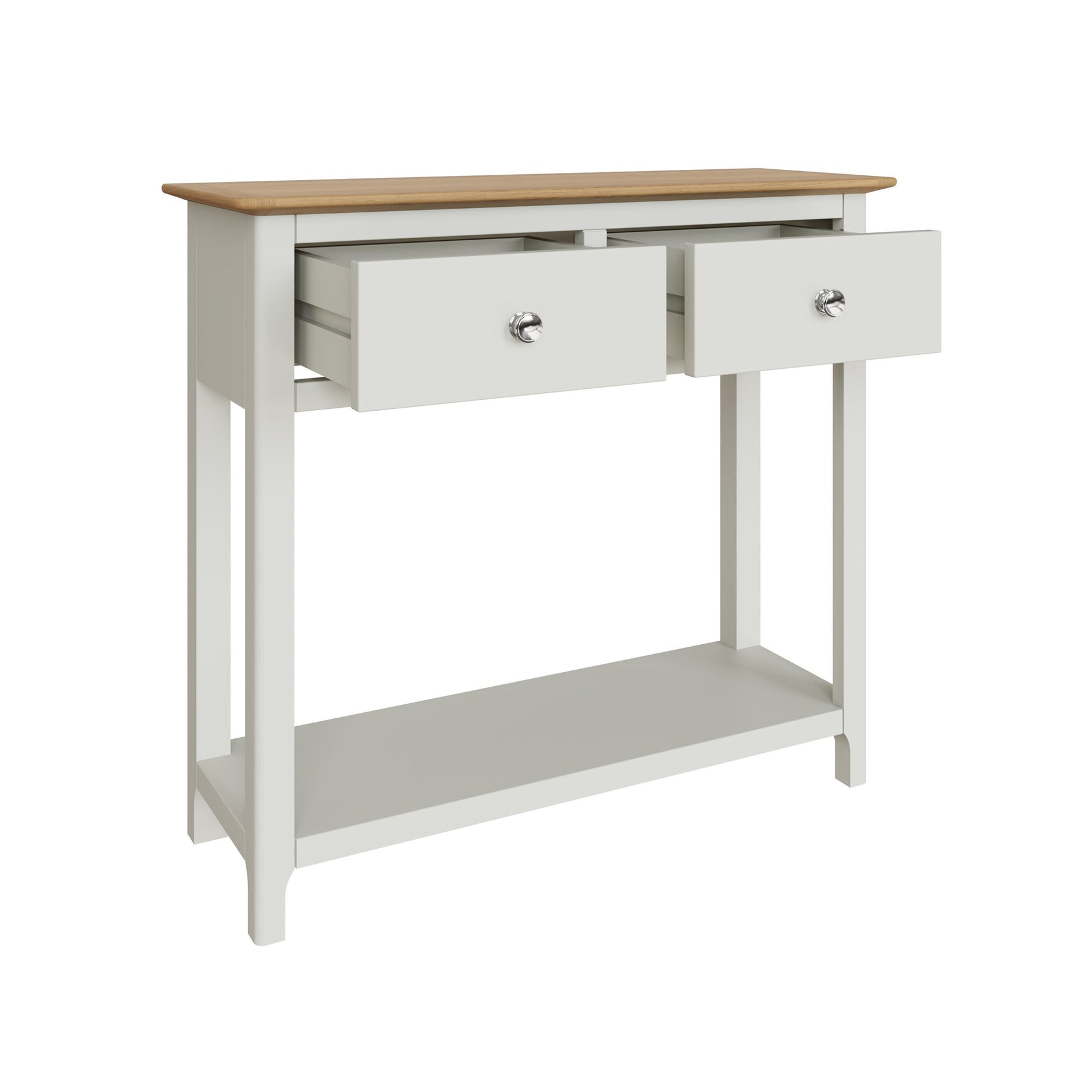Taberno Oak 2 Drawer Console Hallway Table Linen White