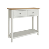 Taberno Oak 2 Drawer Console Hallway Table Linen White
