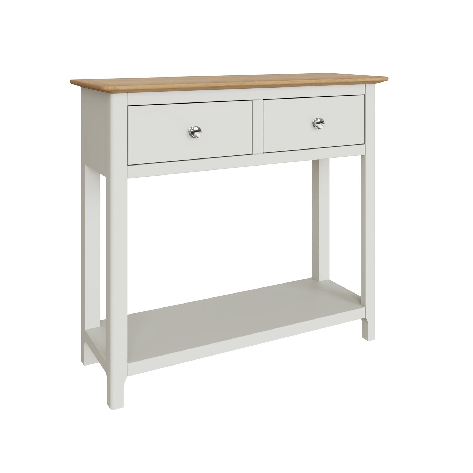 Taberno Oak 2 Drawer Console Hallway Table Linen White