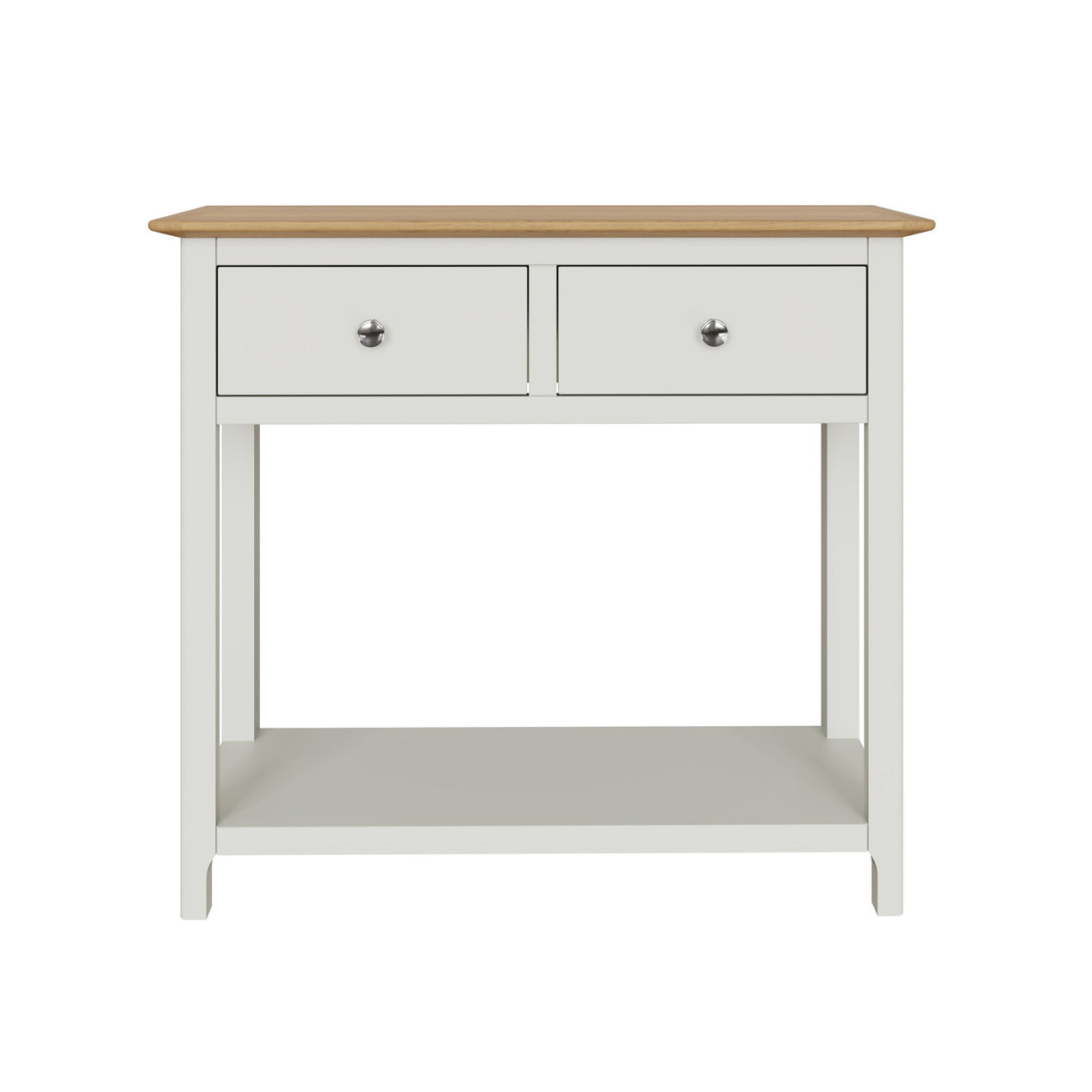 Taberno Oak 2 Drawer Console Hallway Table Linen White