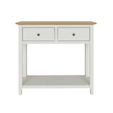 Taberno Oak 2 Drawer Console Hallway Table Linen White