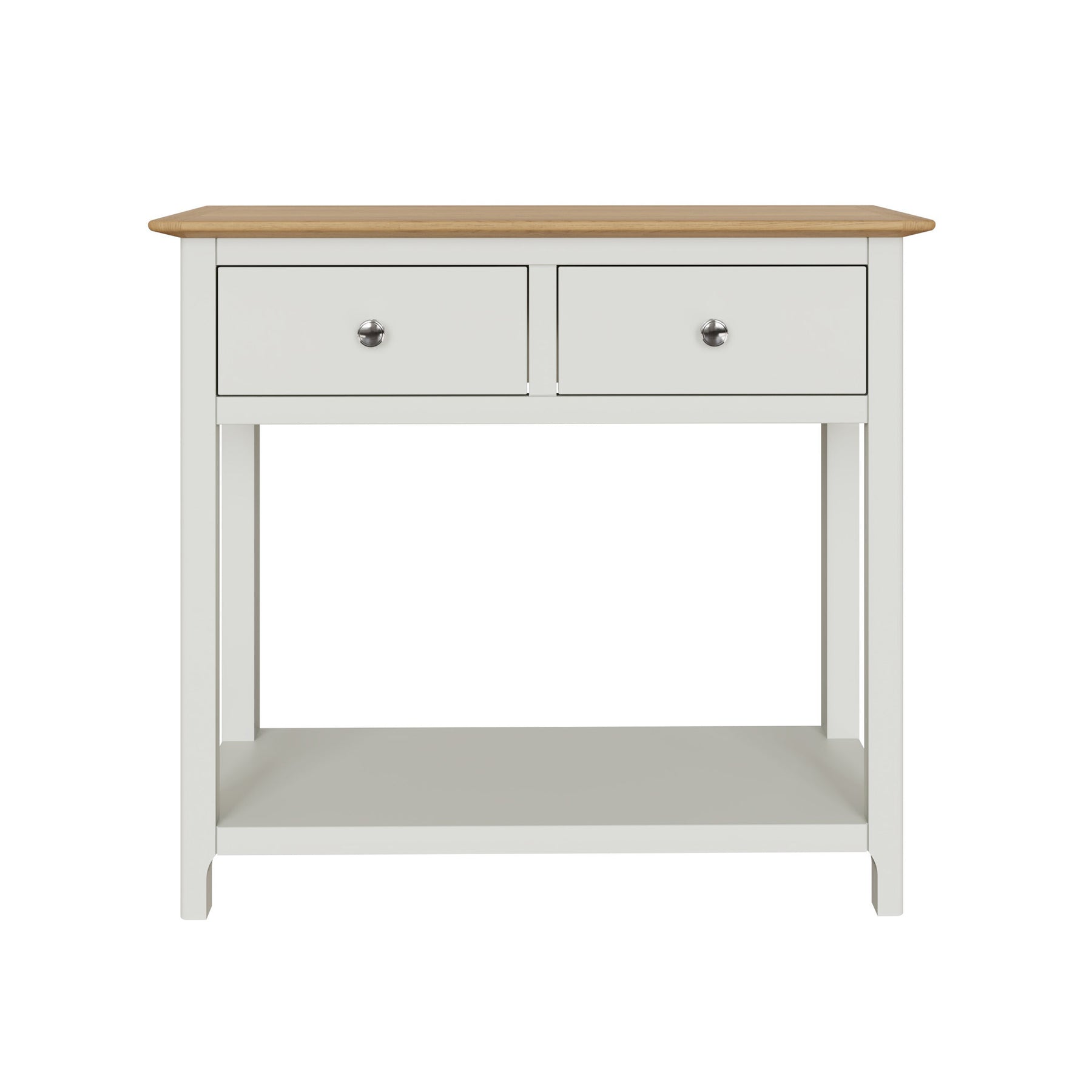 Taberno Oak 2 Drawer Console Hallway Table Linen White