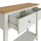 Taberno Oak 2 Drawer Console Hallway Table Linen White