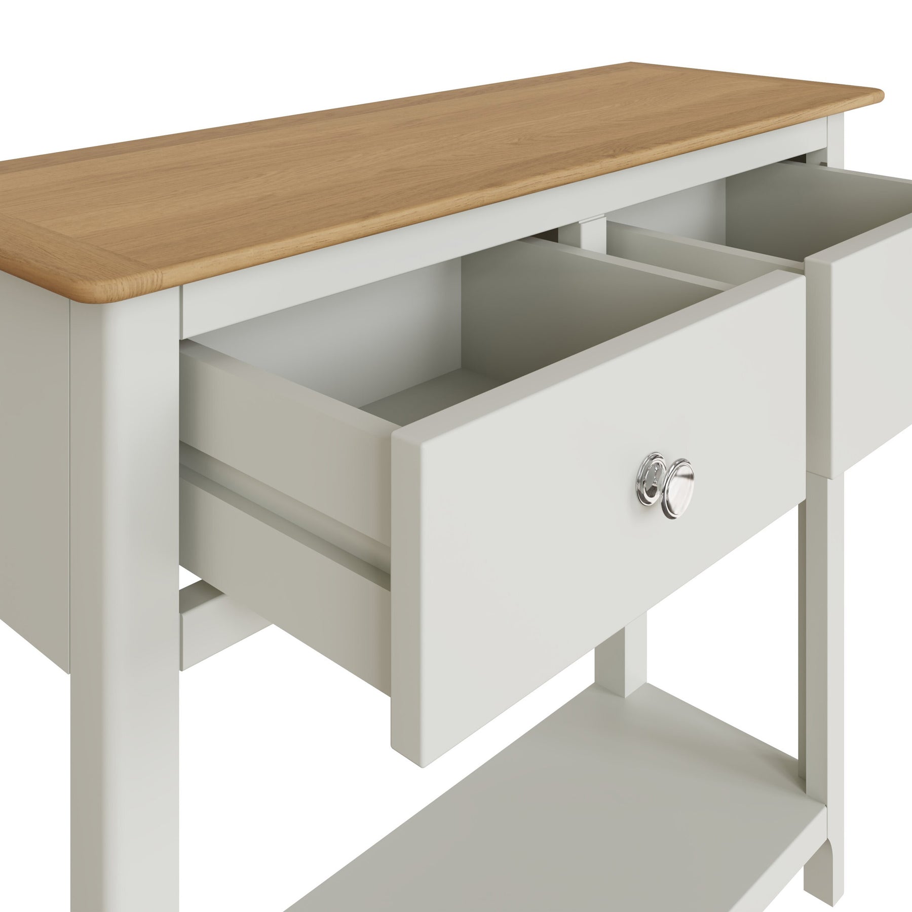 Taberno Oak 2 Drawer Console Hallway Table Linen White