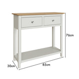 Taberno Oak 2 Drawer Console Hallway Table Linen White