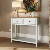 Taberno Oak 2 Drawer Console Hallway Table Linen White