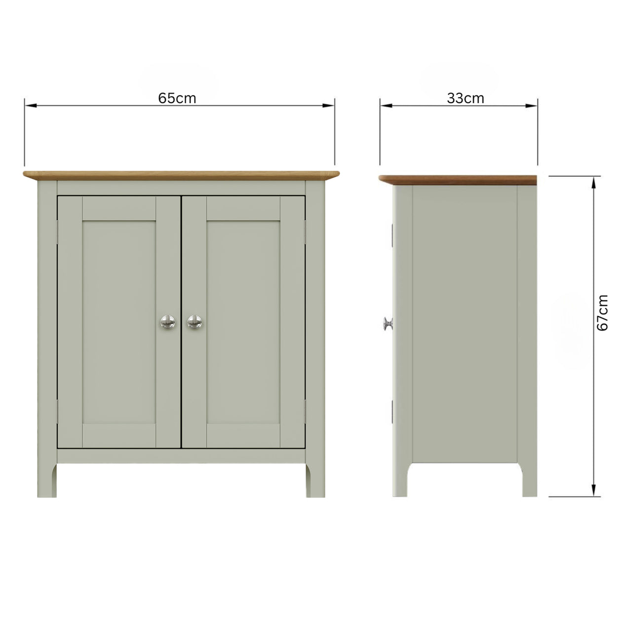 Taberno Oak 2 Door Compact Sideboard Sage Green