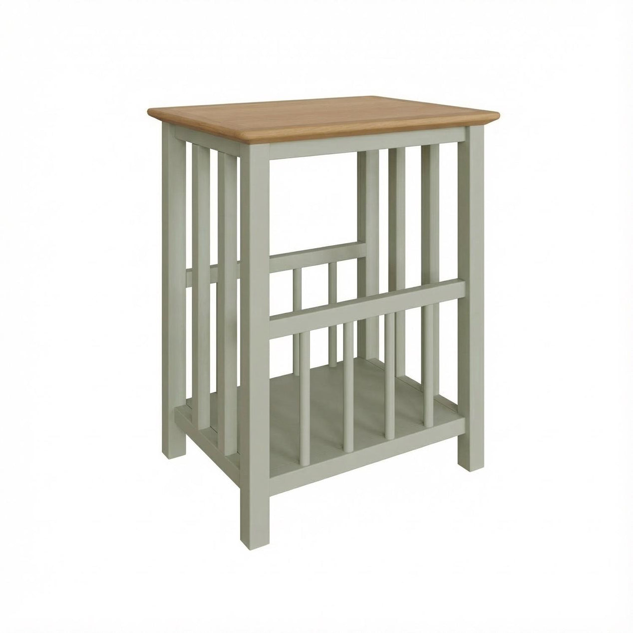 Taberno Oak Magazine Rack Turntable Stand Sage Green