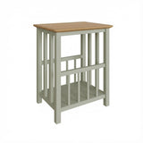 Taberno Oak Magazine Rack Turntable Stand Sage Green
