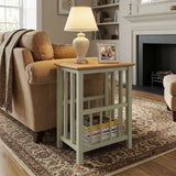 Taberno Oak Magazine Rack Turntable Stand Sage Green