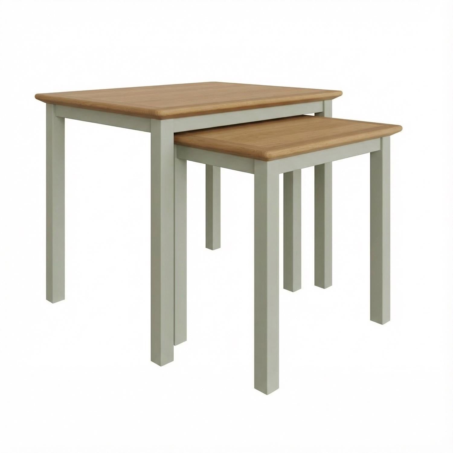 Taberno Oak Nest Of 2 Tables Sage Green