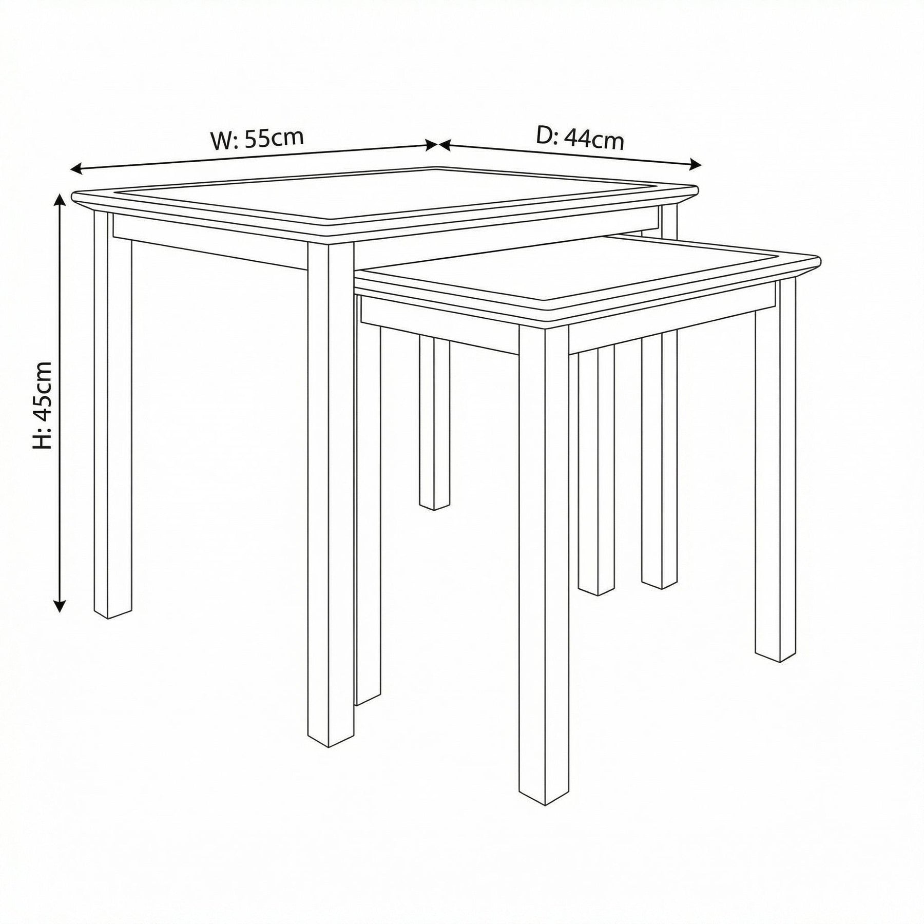 Taberno Oak Nest Of 2 Tables Sage Green